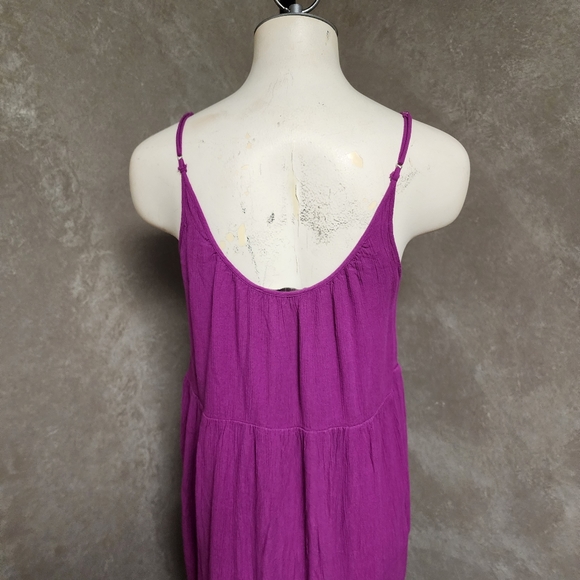 Loft Linen Blend Ruched Ruffle Tiered Pheasant Style Sleeveless Dress Sz SP - Picture 5 of 9